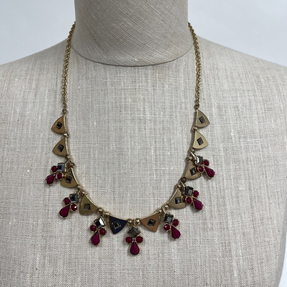 NY‎ Gold-tone Red Gray Women's Fashion Necklace